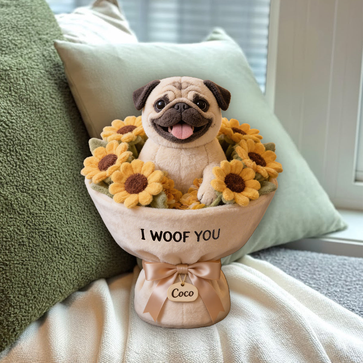 From Fur With Love - Perfect Mother's Day Gift - Personalized Dog Premium Faux Fur Pillow