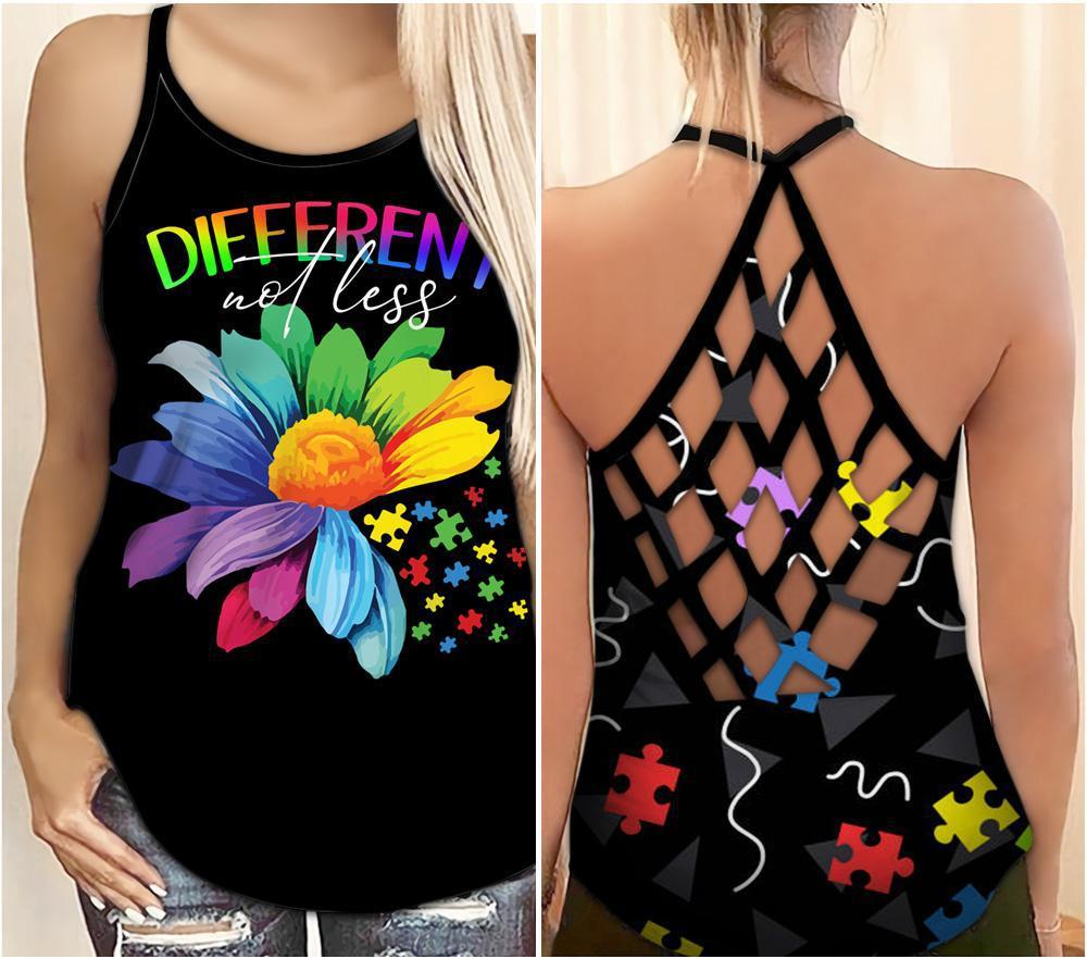 Autism Awareness : Different Not Less - Cross Tank Top 0921