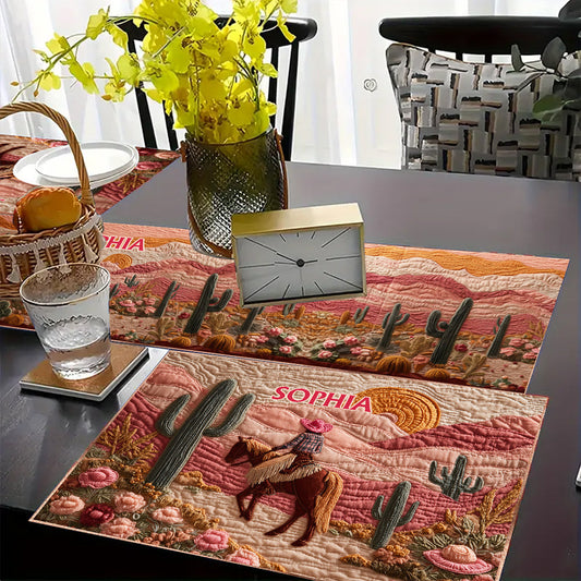 Howdy Cowgirl - Personalized Cowgirl Table Runner & Placemat