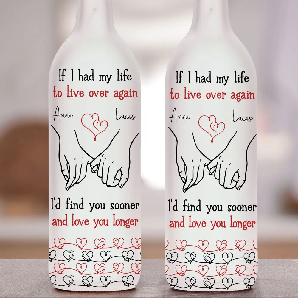 Personalized Bottle Lamp with Holding Hands Love Quote, Warm Glow Bedroom Decor, Unique Romantic Gift for Couple