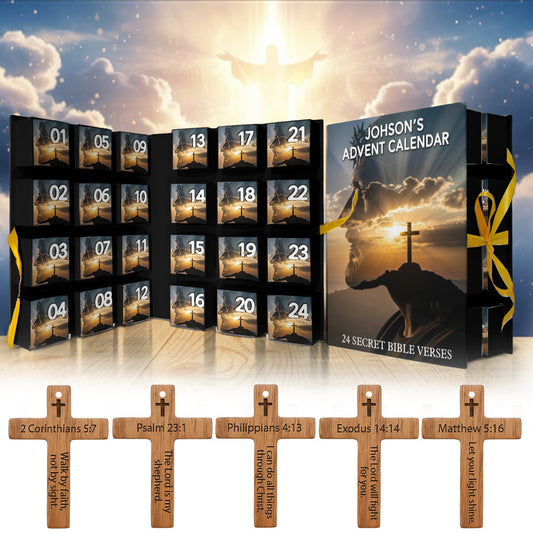 Bible Verse Advent Calendar - Personalized Christian Folded Advent Calendar With Ornaments