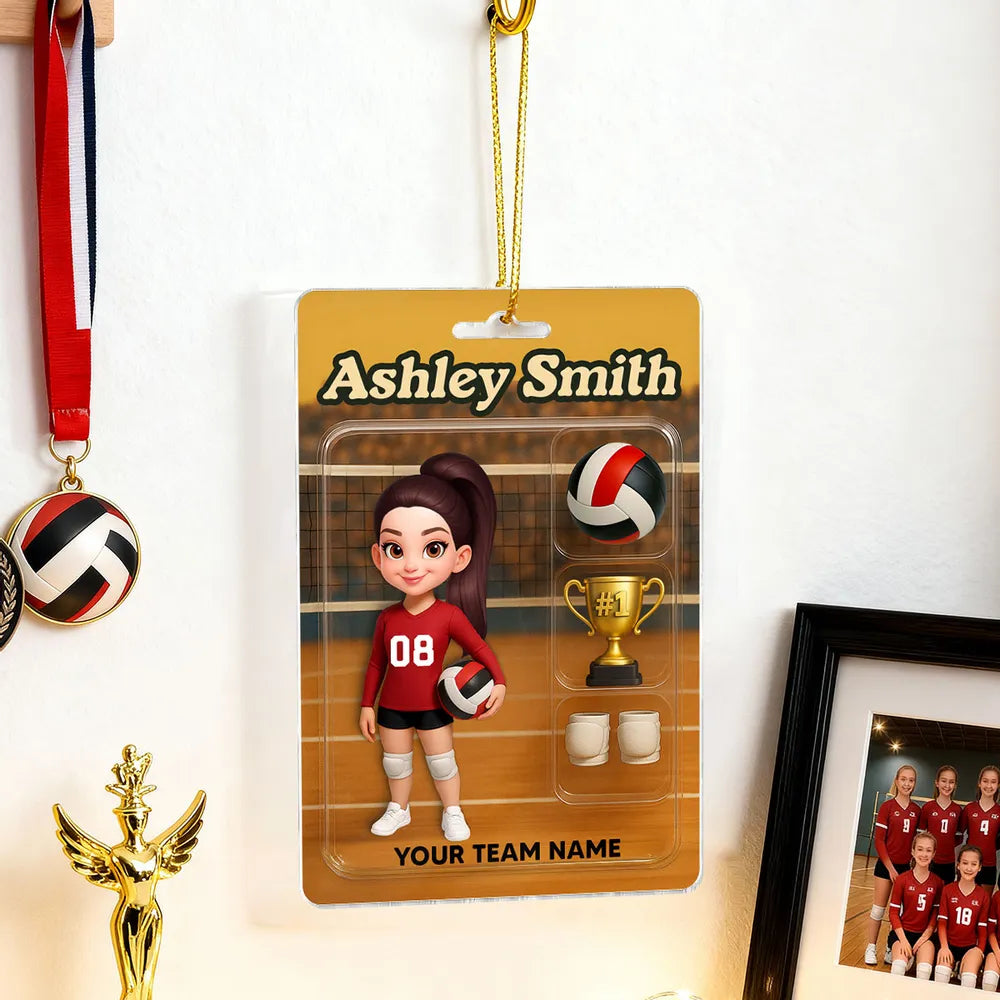 Acrylic Ornament - Custom Volleyball Player on Court, Festive Keepsake, Easy to Hang, Unique Gift for Players & Coaches