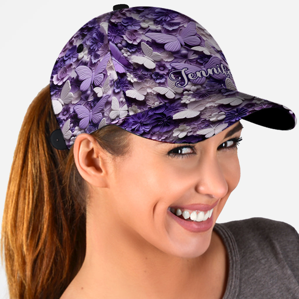 Purple Butterflies - Personalized Butterfly Classic Cap