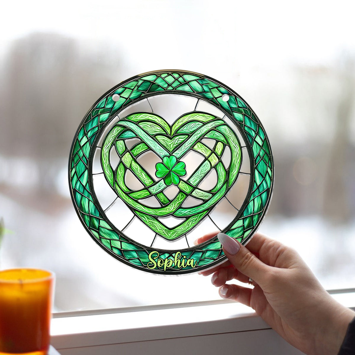 Lucky Symbol - Personalized Saint Patrick's Day Window Hanging Suncatcher Ornament