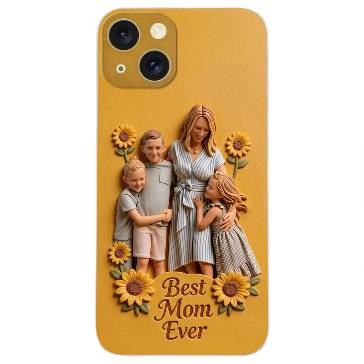 Best Mom Ever - Personalized Mother 3D Embossed Leather Phone Case