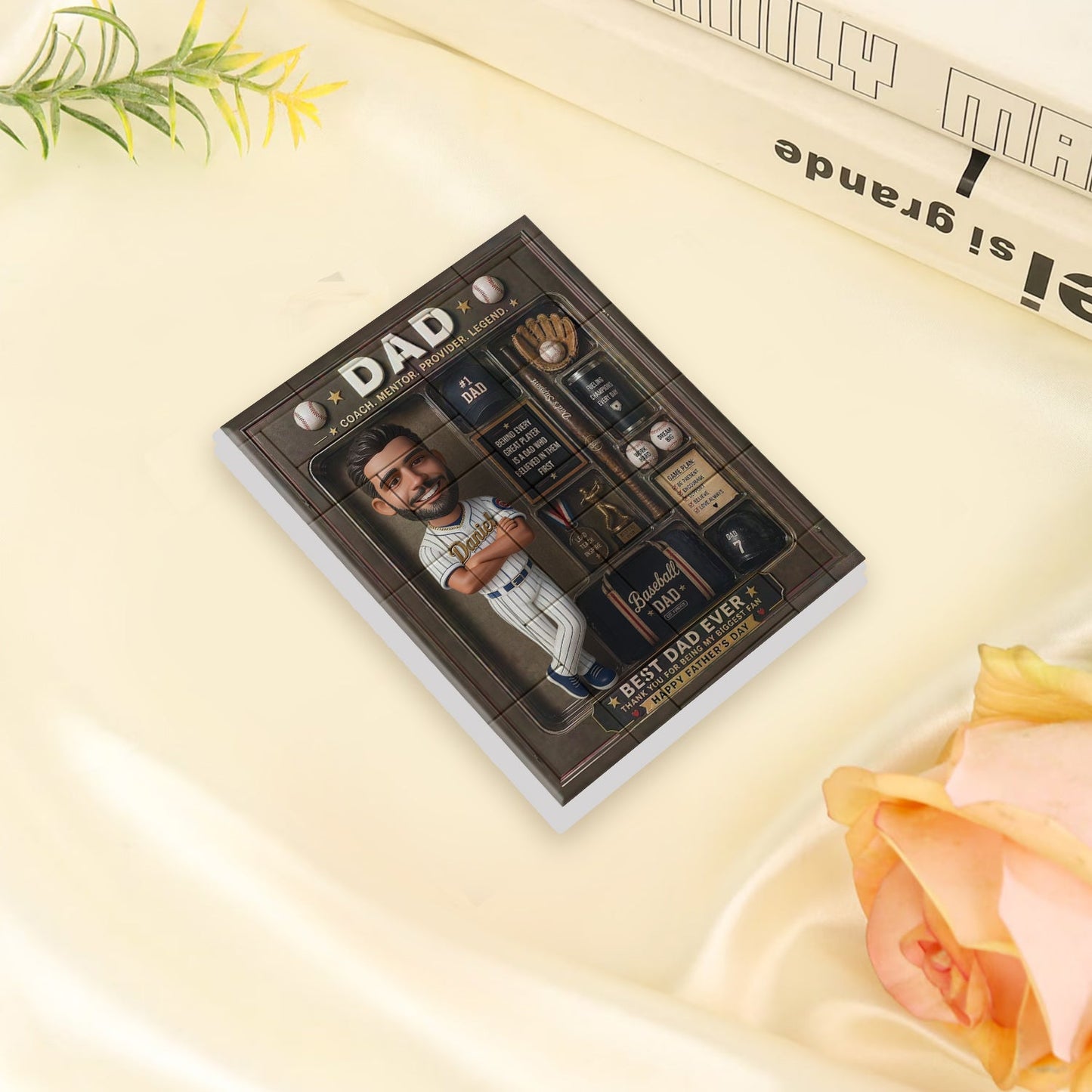 Best Dad Ever - Personalized Baseball Shaped Building Blocks