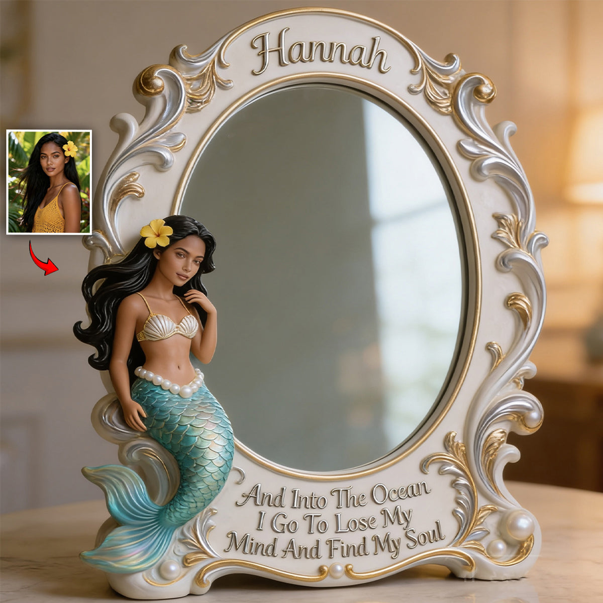 Be A Mermaid - Personalized Mermaid Desk Mirror