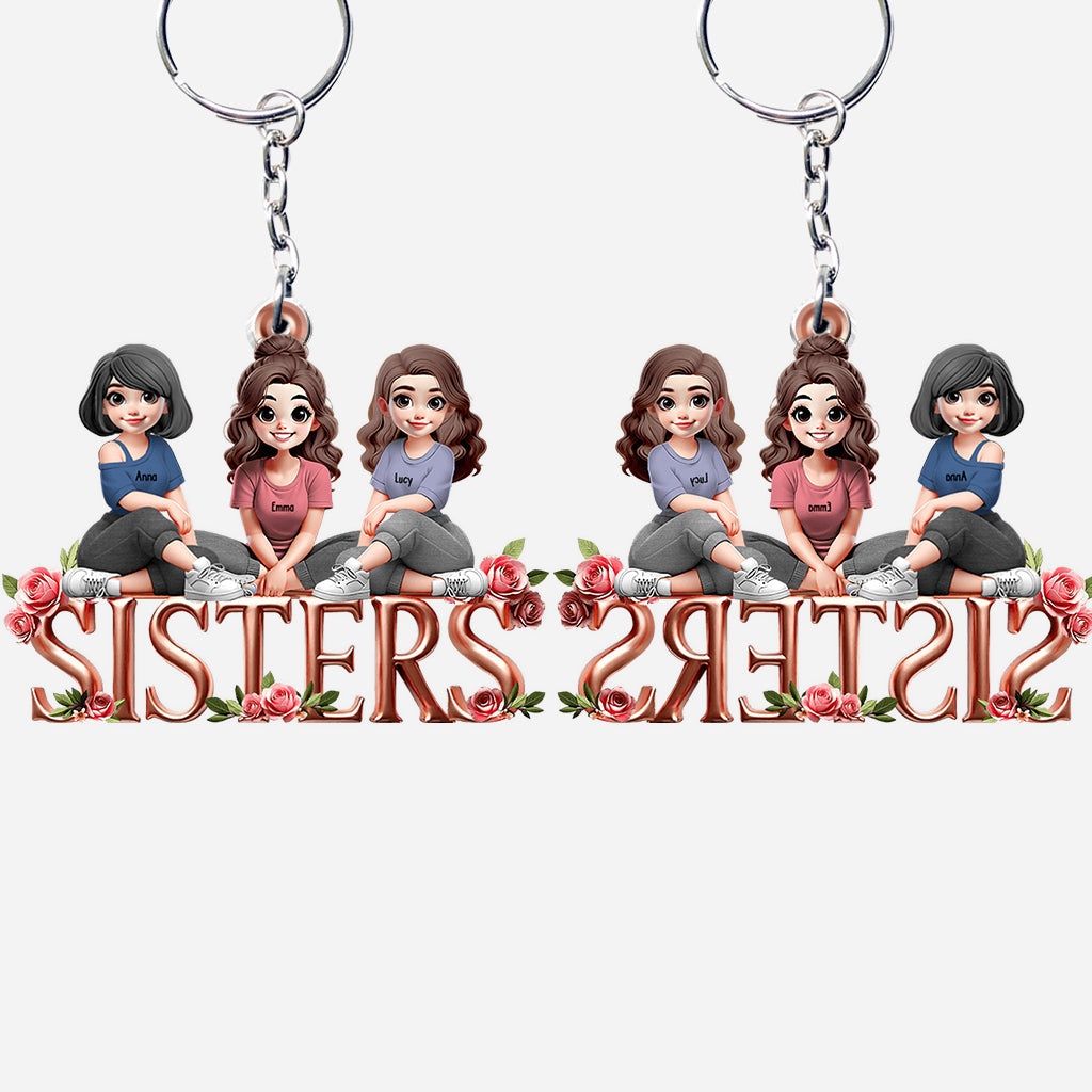 Sisters - Personalized Bestie Custom Shaped Keychain