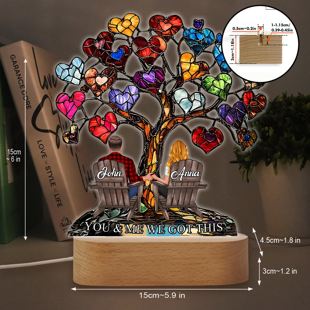 You And Me We Got This - Personalized Couple Shaped Plaque Light Base