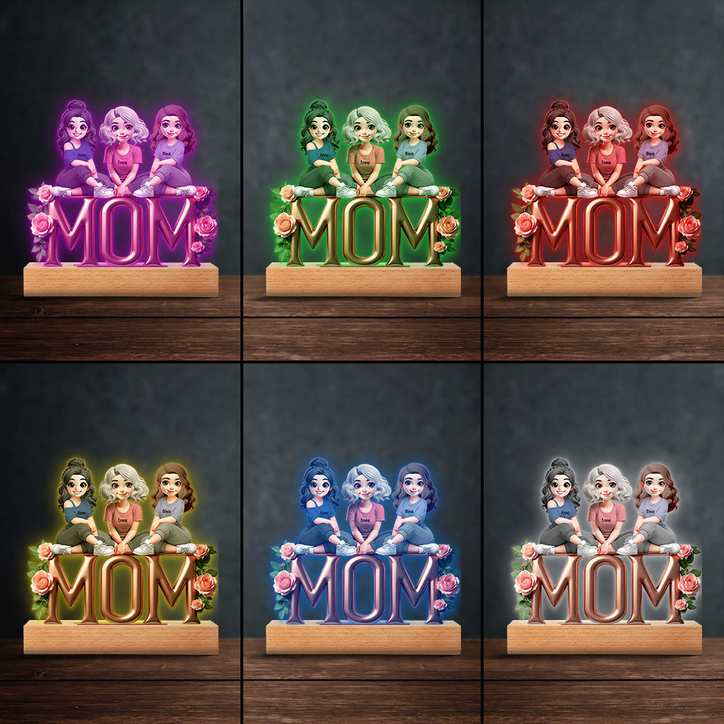 Mother & Daughter - Personalized Mother Shaped Plaque Light Base