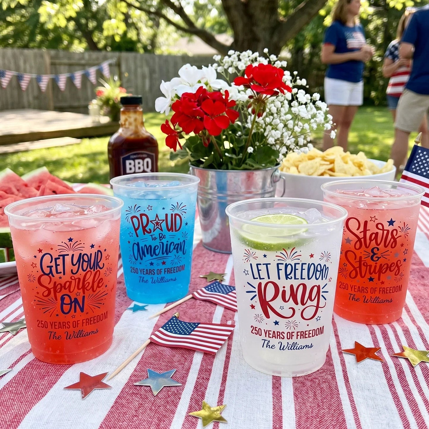 Personalized Let Freedom Ring Frosted Plastic Cup for 4th of July BBQs - Unique Patriotic Gift