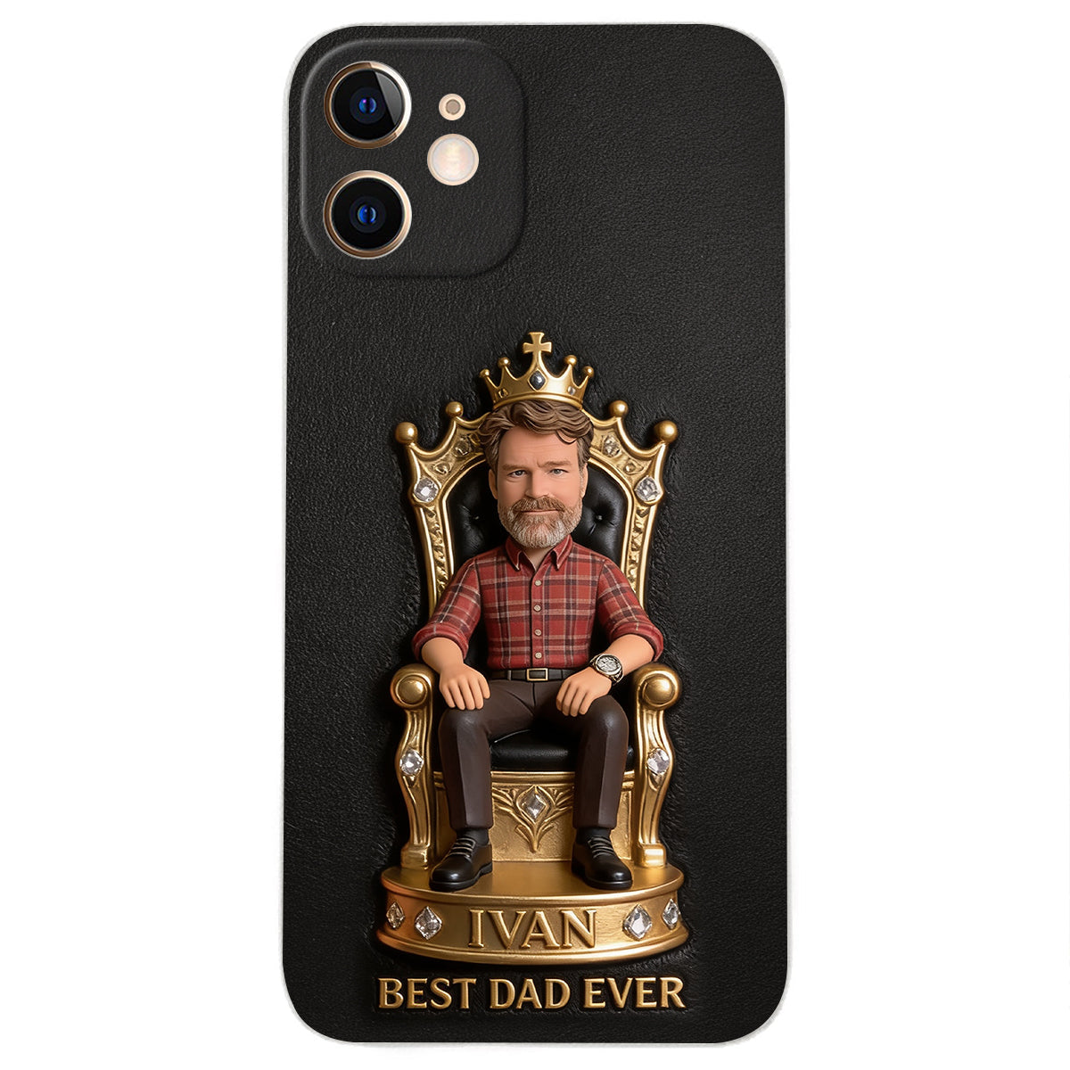 The King Dad - Personalized Father 3D Embossed Leather Phone Case