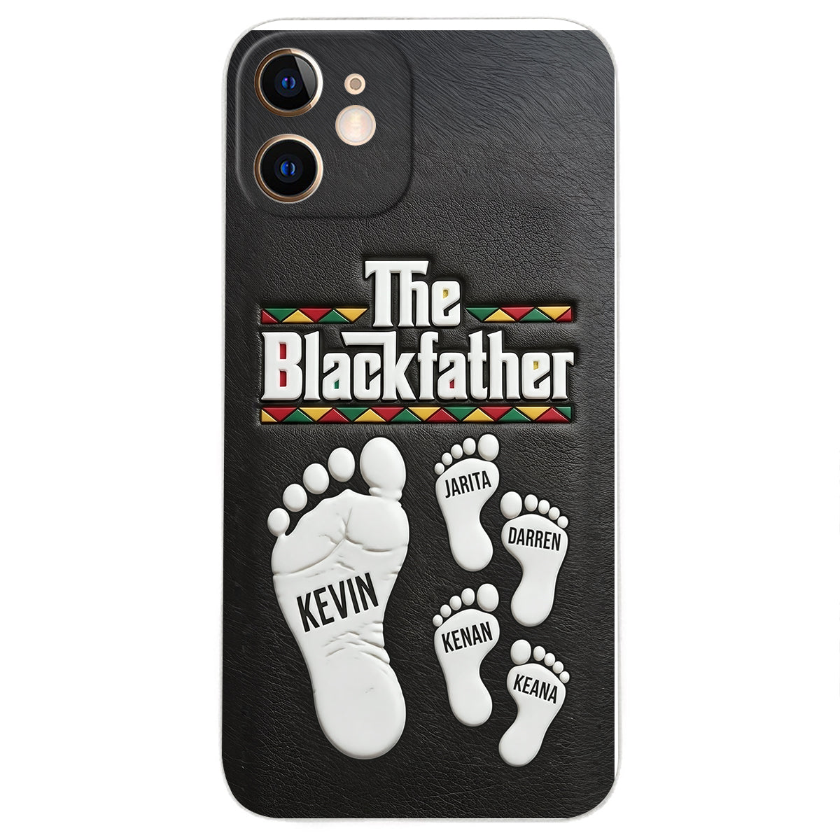 The Blackfather - Personalized Father 3D Embossed Leather Phone Case