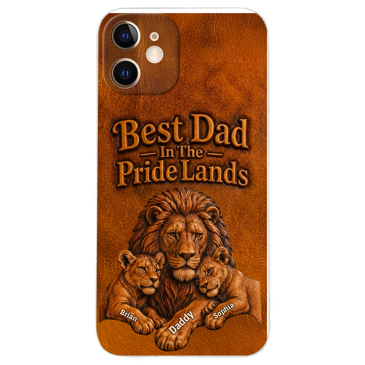 Papa Lion - Personalized Father 3D Embossed Leather Phone Case