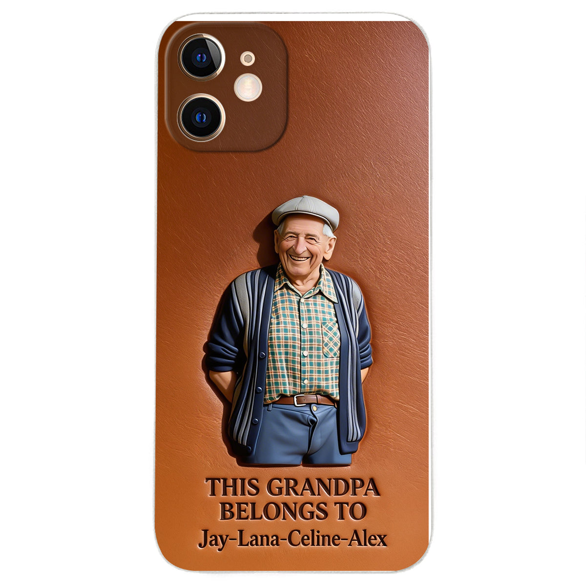 Together Always Case - Personalized Grandpa 3D Embossed Leather Phone Case