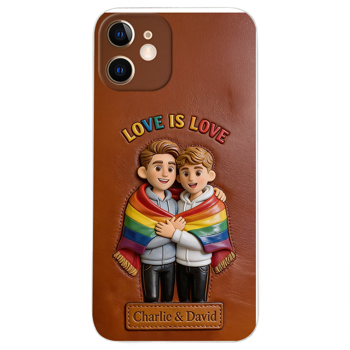 Love Is Love - Personalized LGBT Support 3D Embossed Leather Phone Case