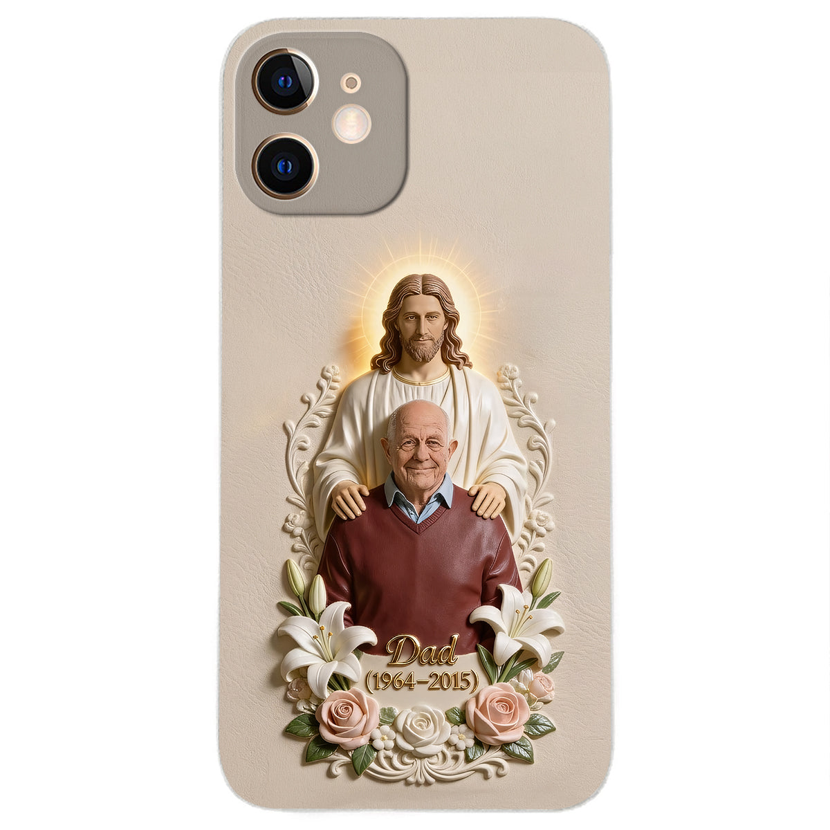Memorial Gift Idea, Gift for Lost of Loved Ones - Personalized Memorial 3D Embossed Leather Phone Case