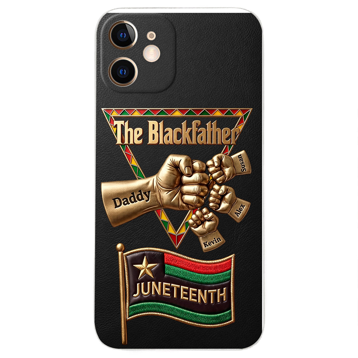 The Blackfather - Personalized Father 3D Embossed Leather Phone Case