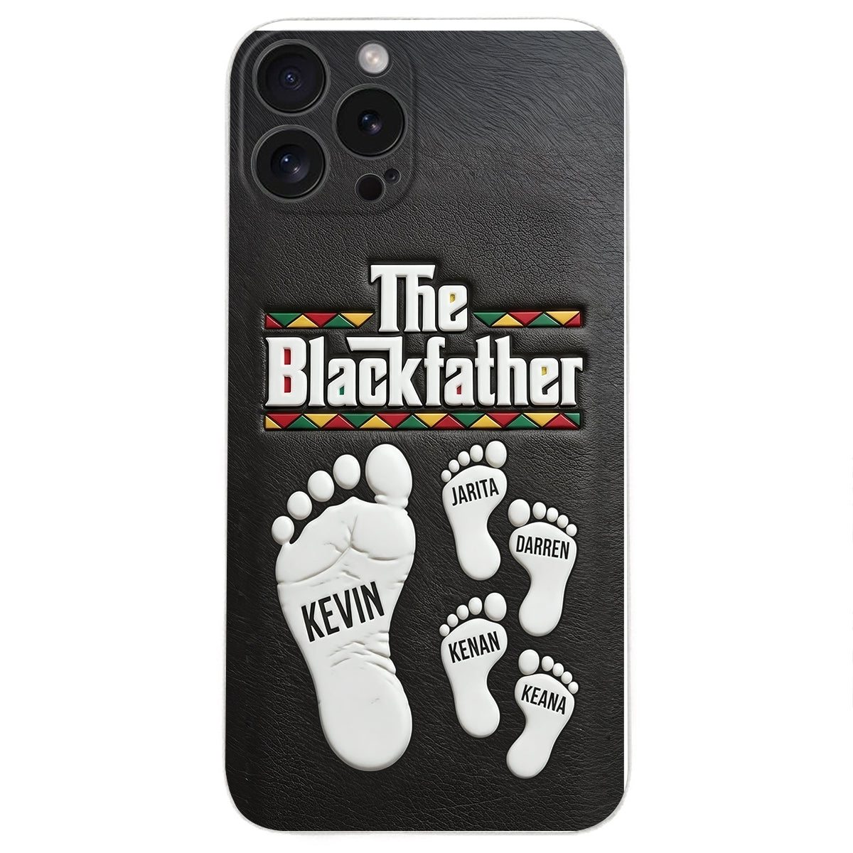 The Blackfather - Personalized Father 3D Embossed Leather Phone Case