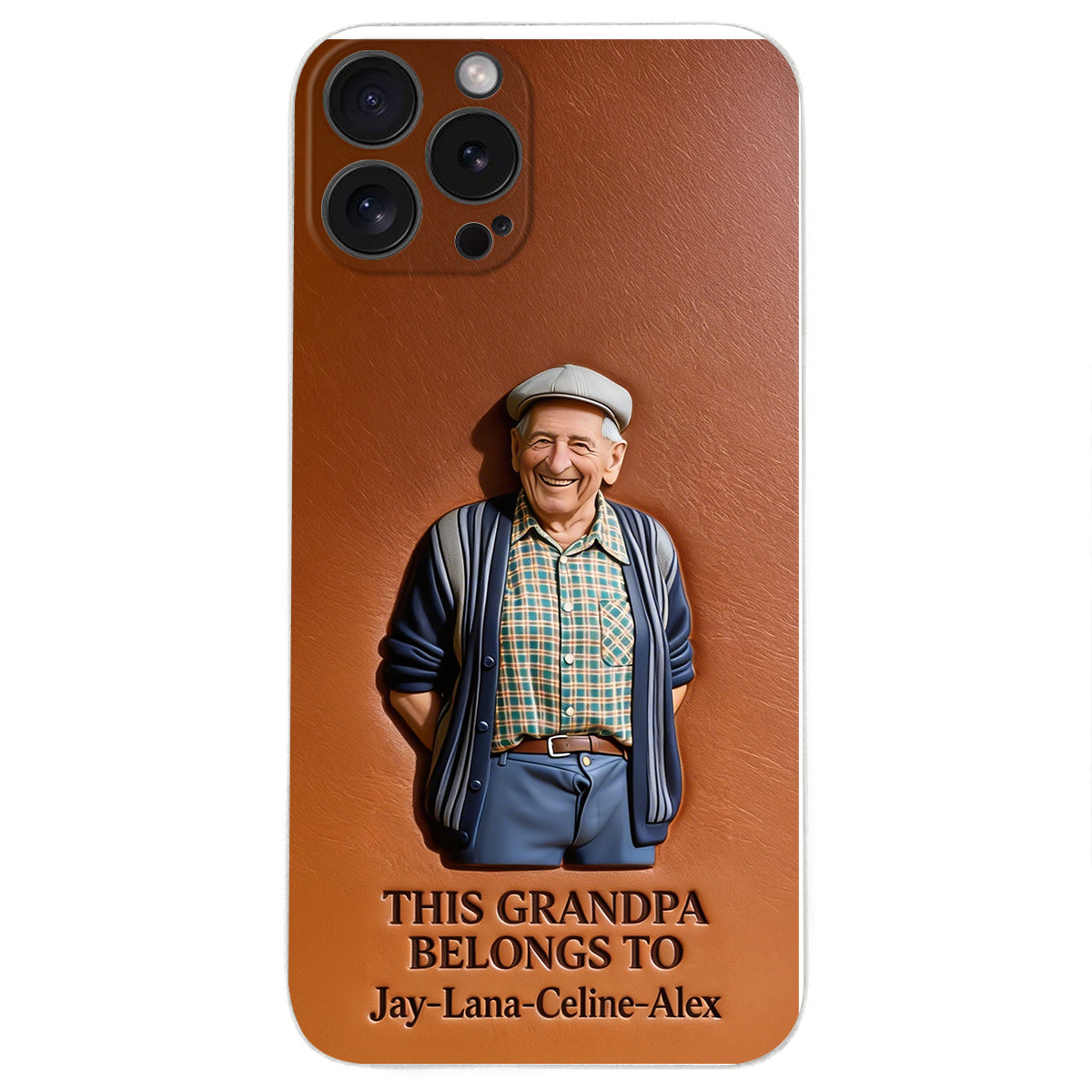 Together Always Case - Personalized Grandpa 3D Embossed Leather Phone Case