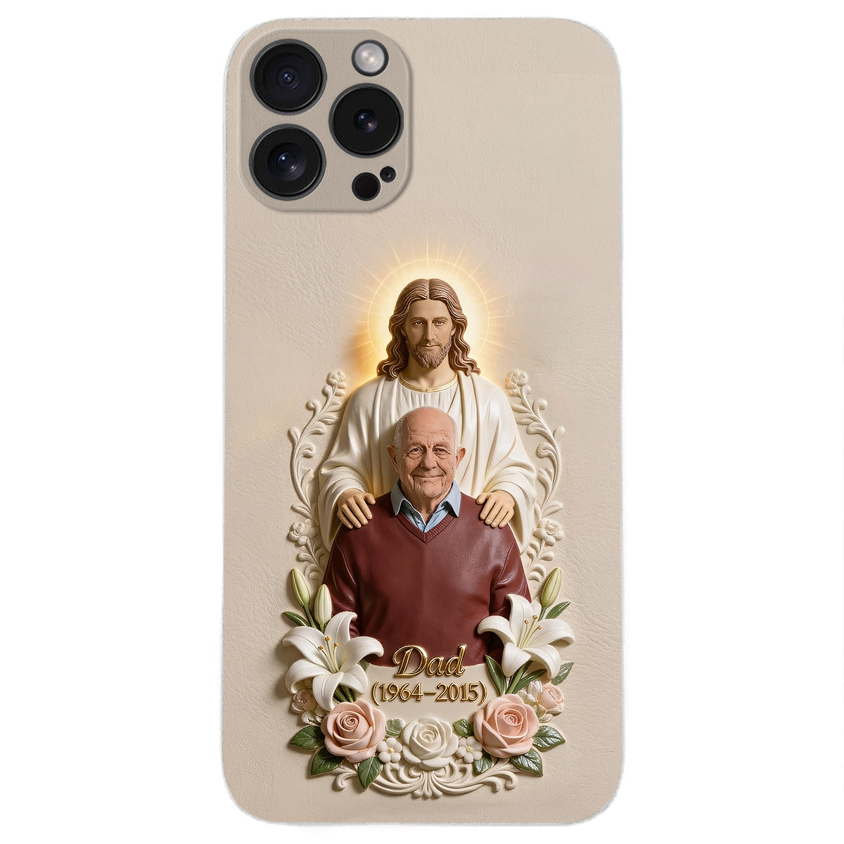Memorial Gift Idea, Gift for Lost of Loved Ones - Personalized Memorial 3D Embossed Leather Phone Case