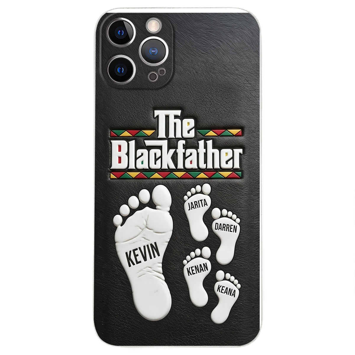 The Blackfather - Personalized Father 3D Embossed Leather Phone Case