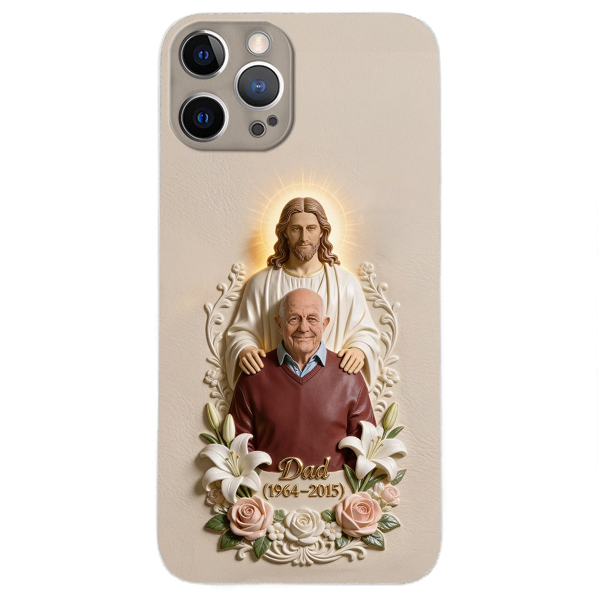Memorial Gift Idea, Gift for Lost of Loved Ones - Personalized Memorial 3D Embossed Leather Phone Case