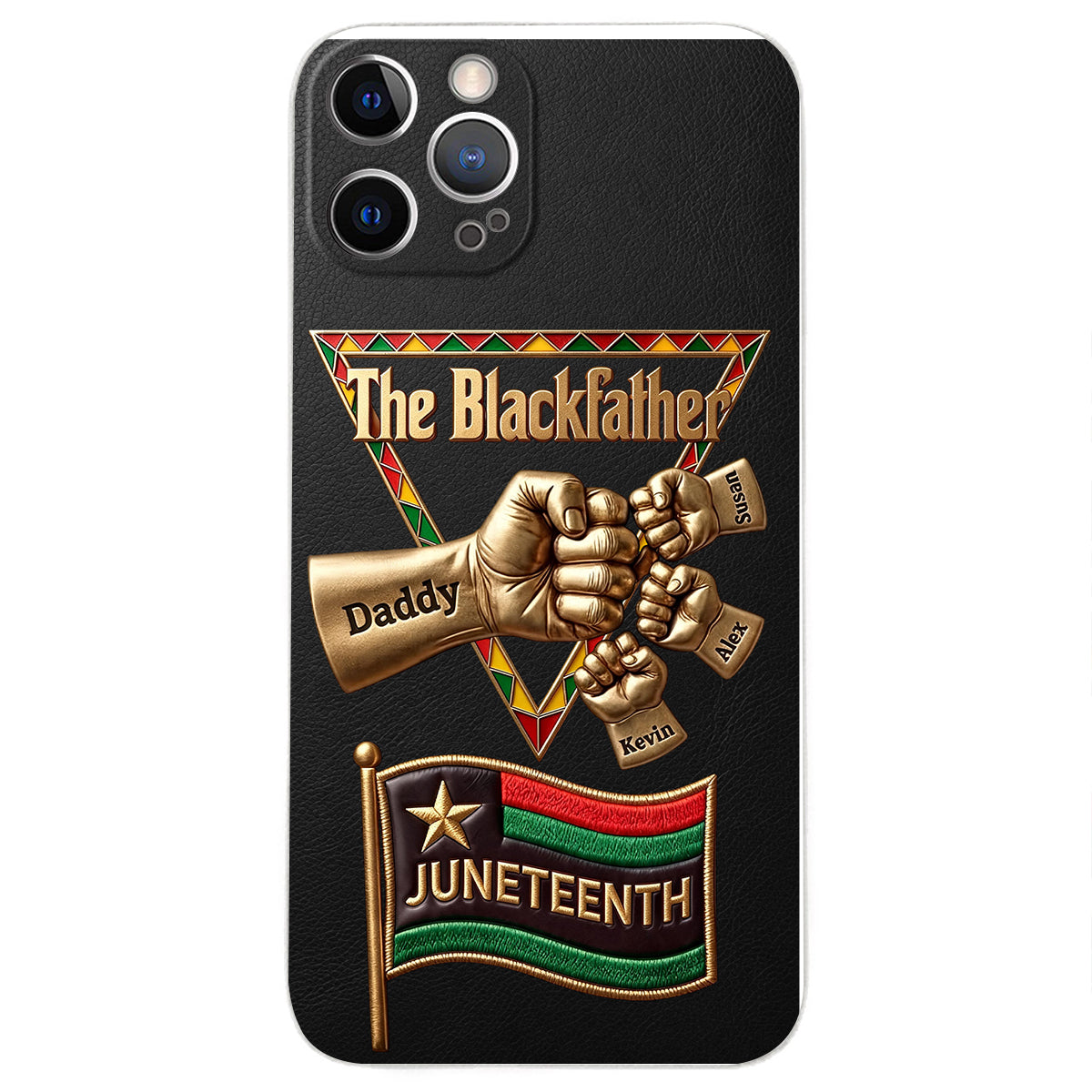 The Blackfather - Personalized Father 3D Embossed Leather Phone Case