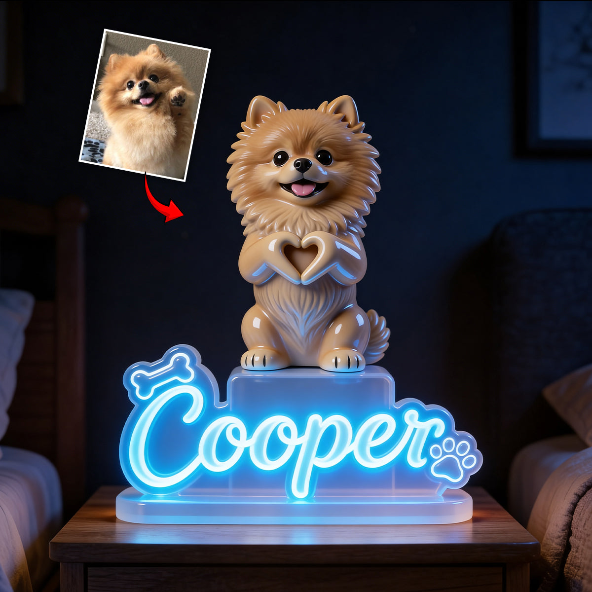 Custom Any Pet Photo - Personalized Dog Acrylic LED Night Light