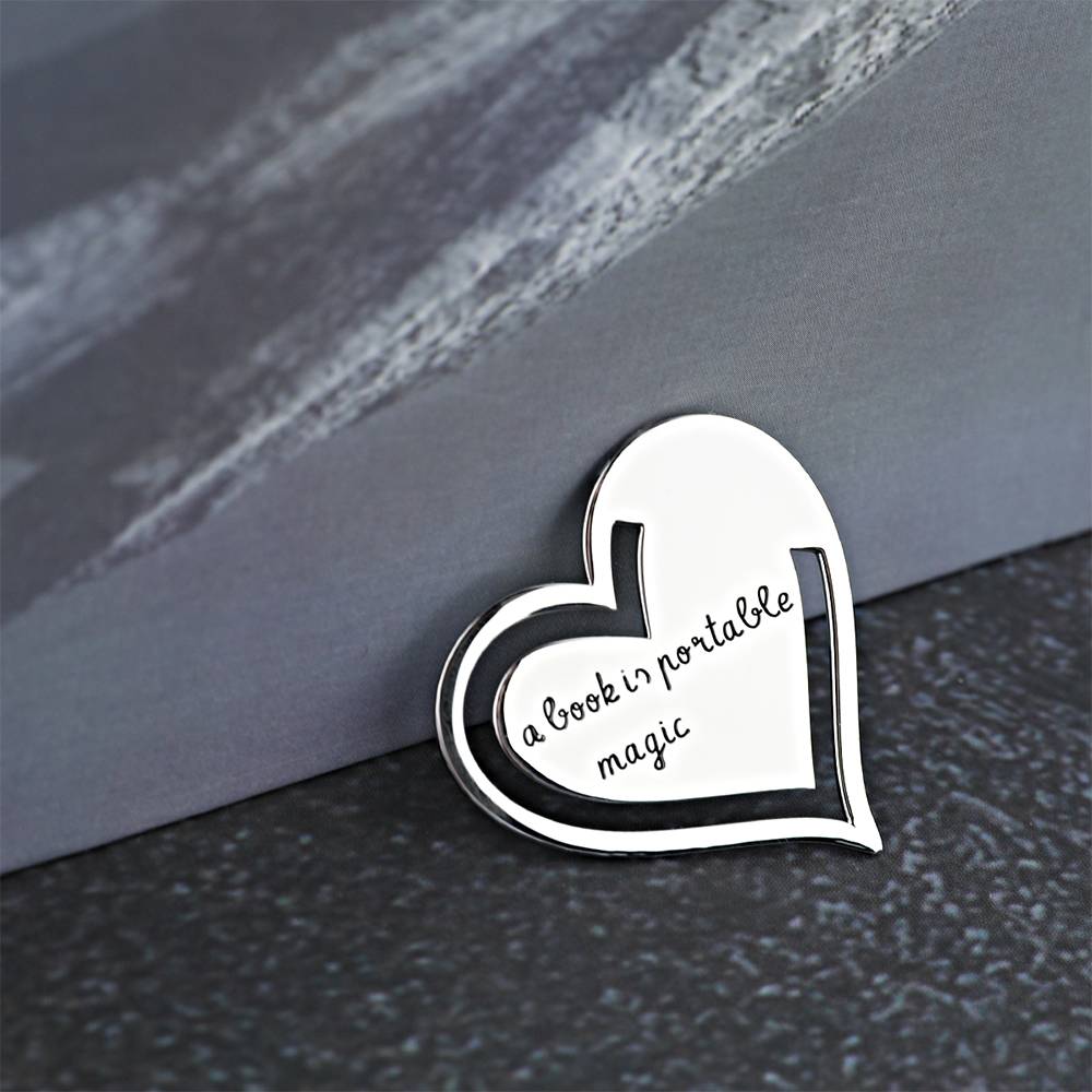 Any Message - Personalized Text Engraved Heart Metal Bookmark