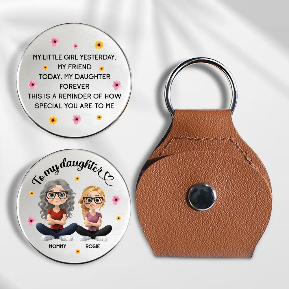 Personalized Pocket Hug for Daughter, Mom and Daughter Cartoon Keepsake, Sweet Message Gift for Everyday Comfort