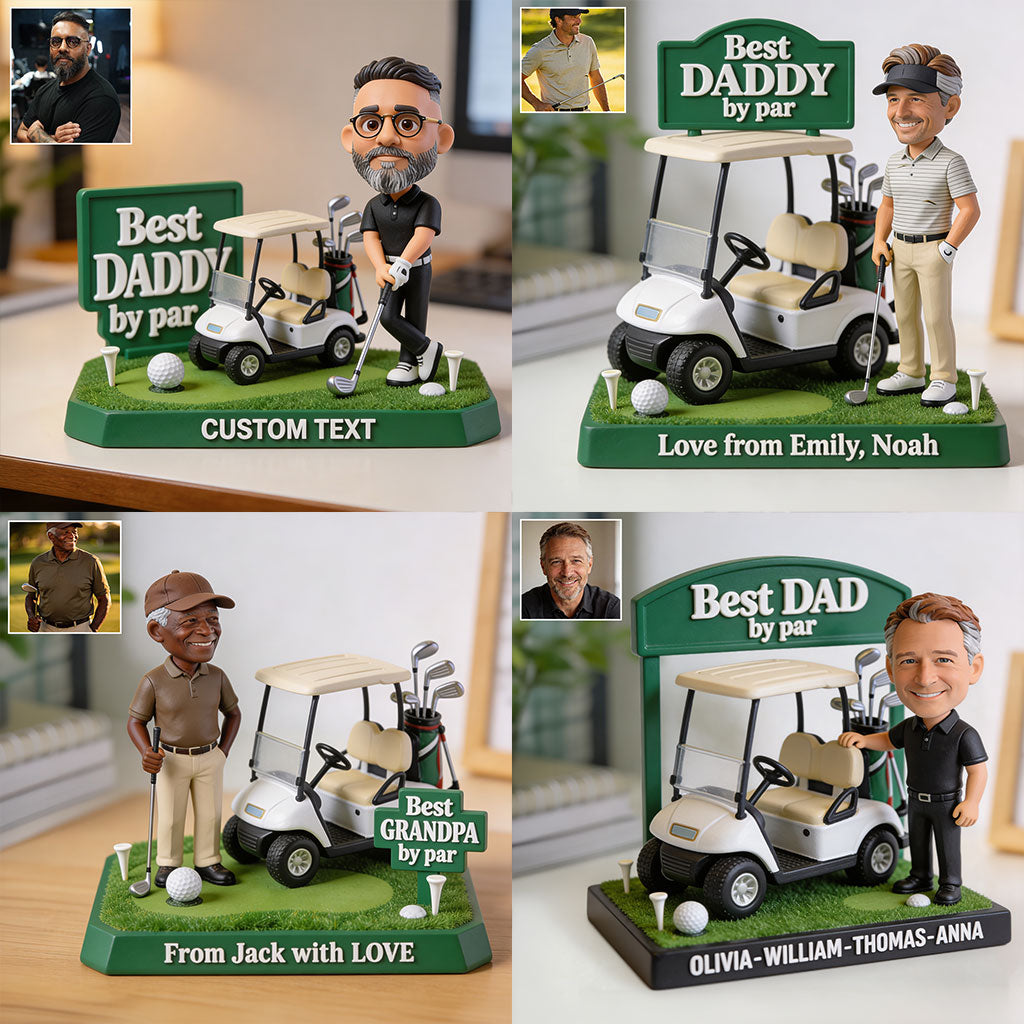 Best Dad By Par, Best Grandpa By Par - Personalized Golf Custom Shaped Acrylic Plaque