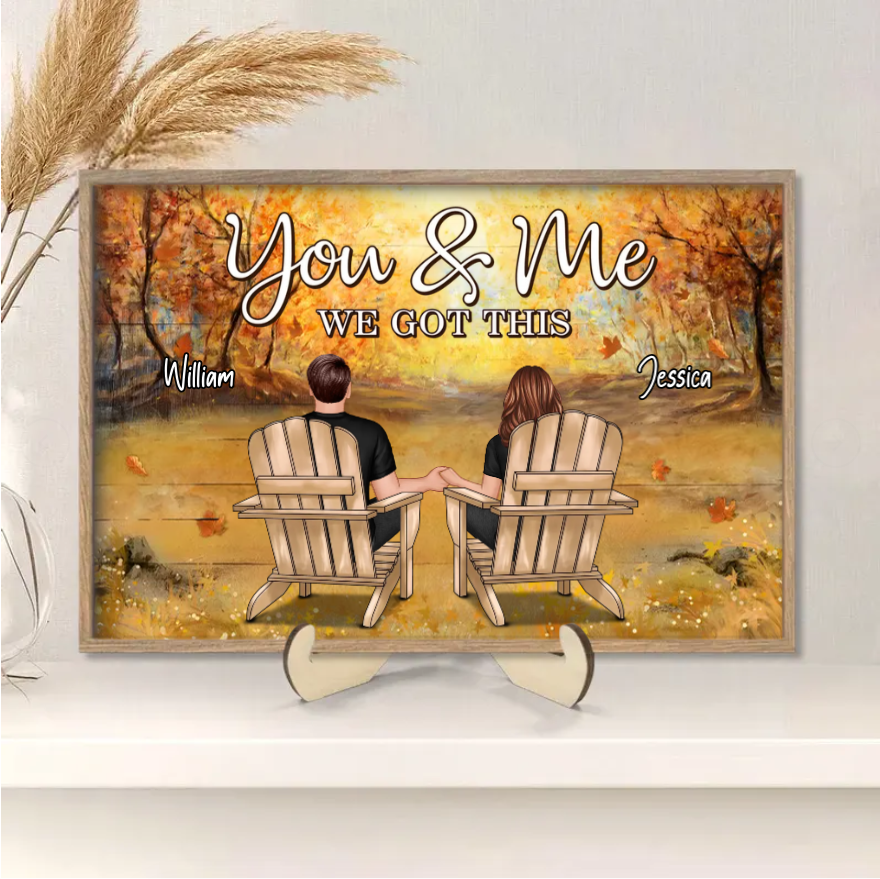Fall Season Couple Back View Personalized Horizontal Poster