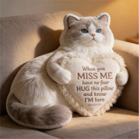 Custom Ragdoll Cat Memorial Heart Pillow - Personalized Pet Loss Keepsake Hug Cushion - Sentimental Bereavement Gift for Cat Lovers