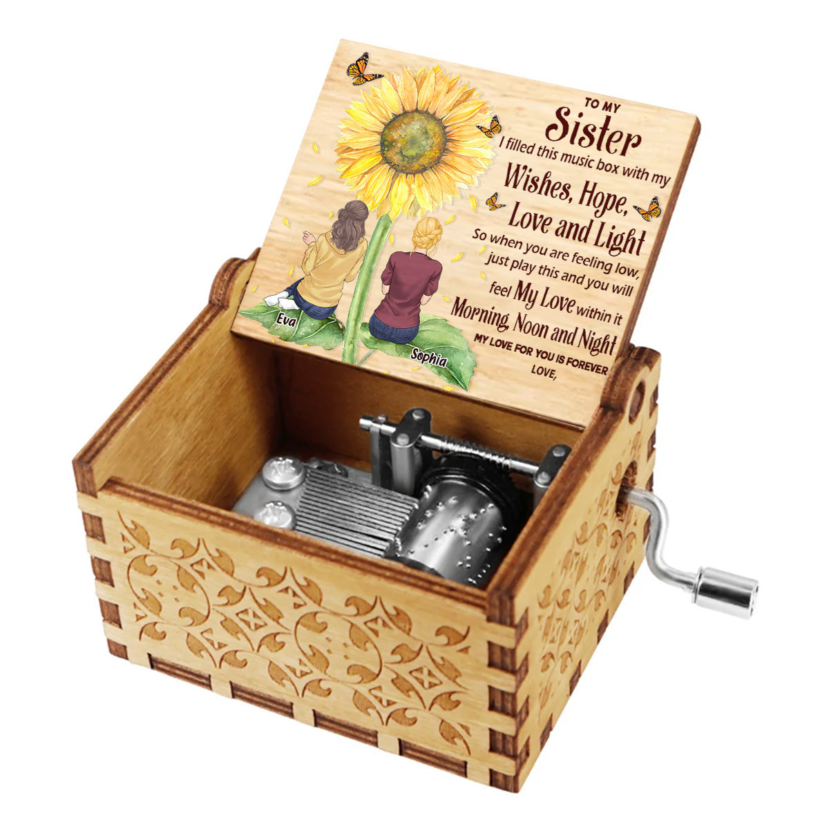 To My Daughter Granddaughter - Gift for grandma, mom, daughter, granddaughter, sister - Personalized Hand Crank Music Box
