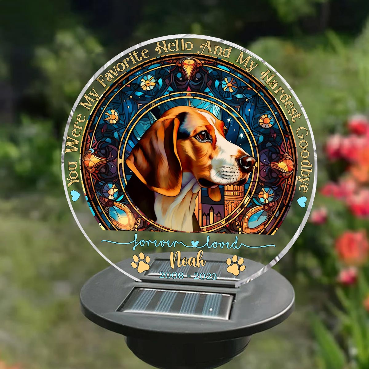 You Were My Favorite Hello - Personalized Dog Garden Solar Light