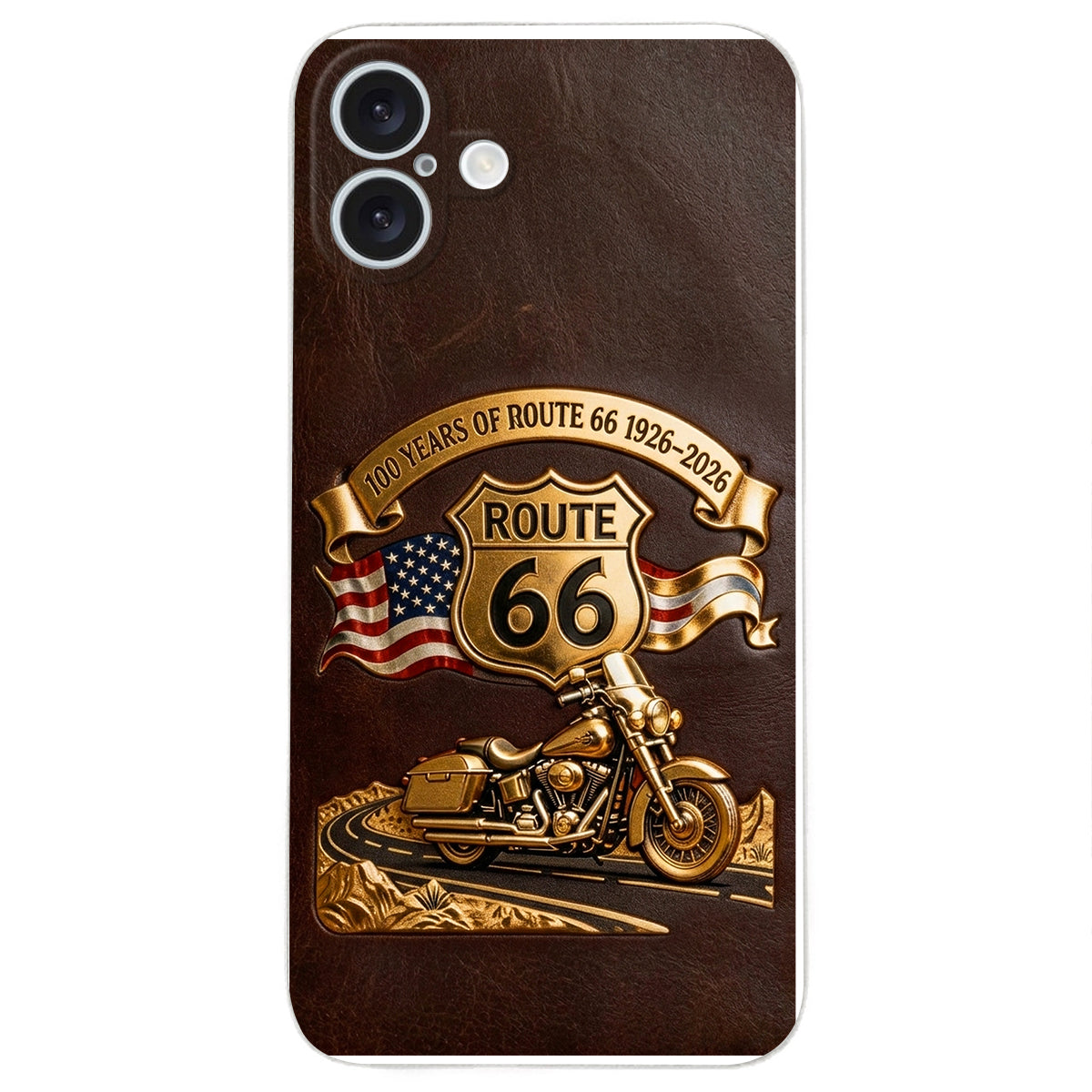 100 Years Of Route Personalized Gifts For Bikers - Personalized Biker 3D Embossed Leather Phone Case