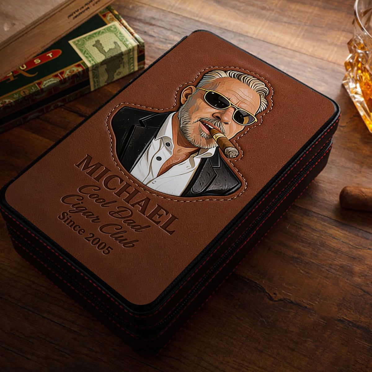 Dad Loves Cigars - Personalized Father Travel Cigar Humidor Case