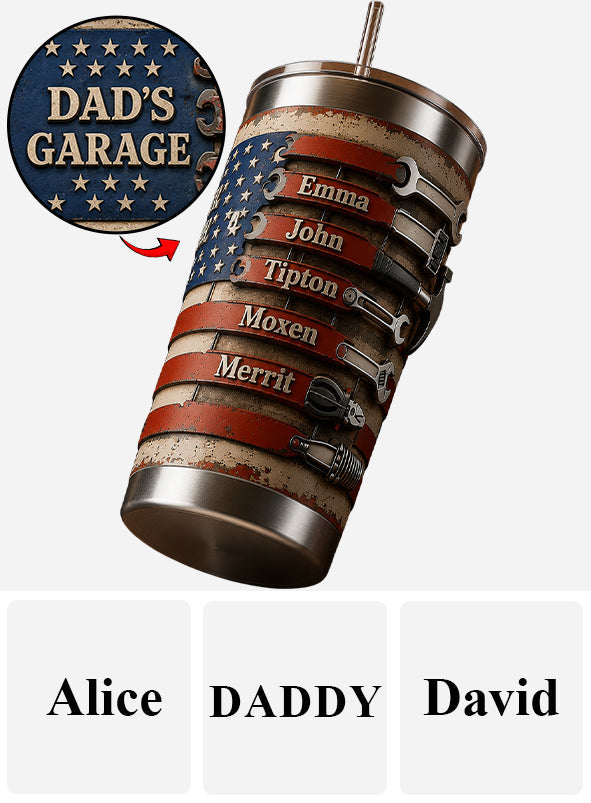 Dad's Garage Flag Wall Art - Personalized Father Tumbler