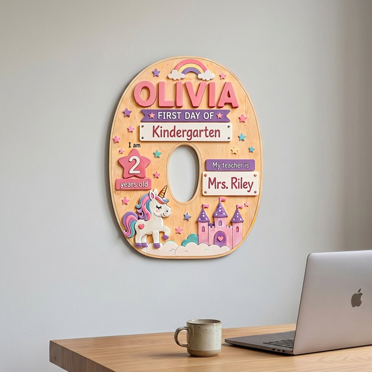 First Day Of School Sign Gift For Kids - Personalized Kid 2 Layered Wood Sign / Wood Plaque