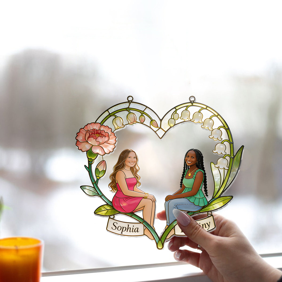 Any Photo If Friends Were Flowers I'd Pick You - Personalized Bestie Window Hanging Suncatcher Ornament