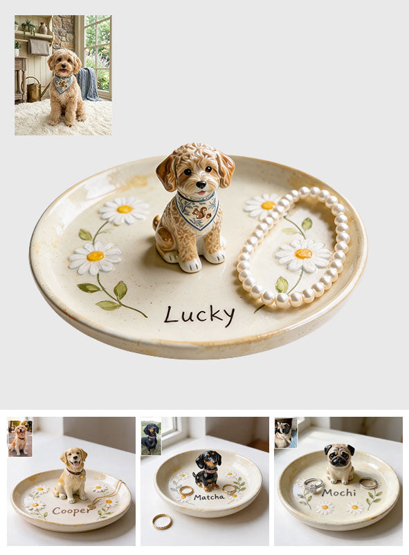 Daisy Garden - Personalized Dog Tray & Plaque Set