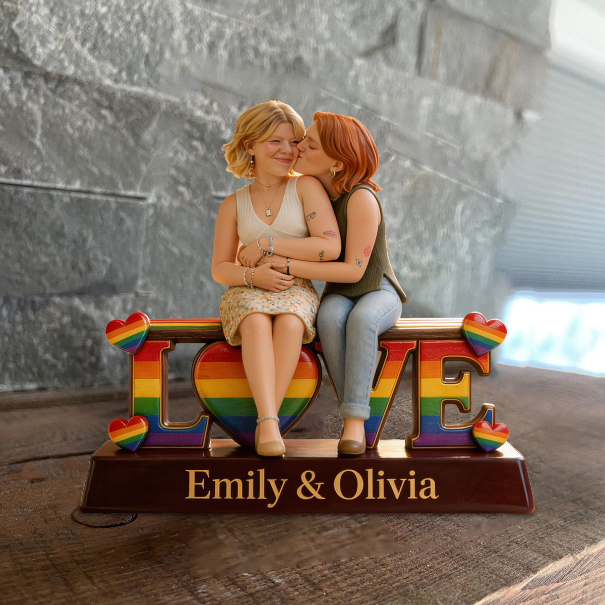 Happy Pride Month - Personalized LGBT Support Custom Shaped Wood Plaque