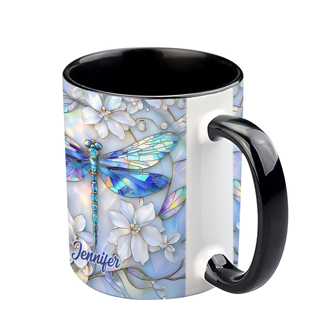 Vintage Soul Dragonfly - Personalized Dragonfly Accent Mug