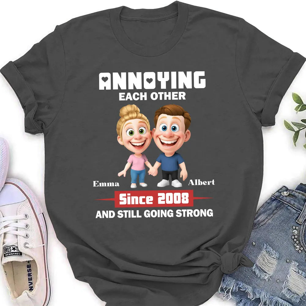 Personalized Classic Tee with Cute Couple Holding Hands - Annoying Each Other Fun Gift for Couples