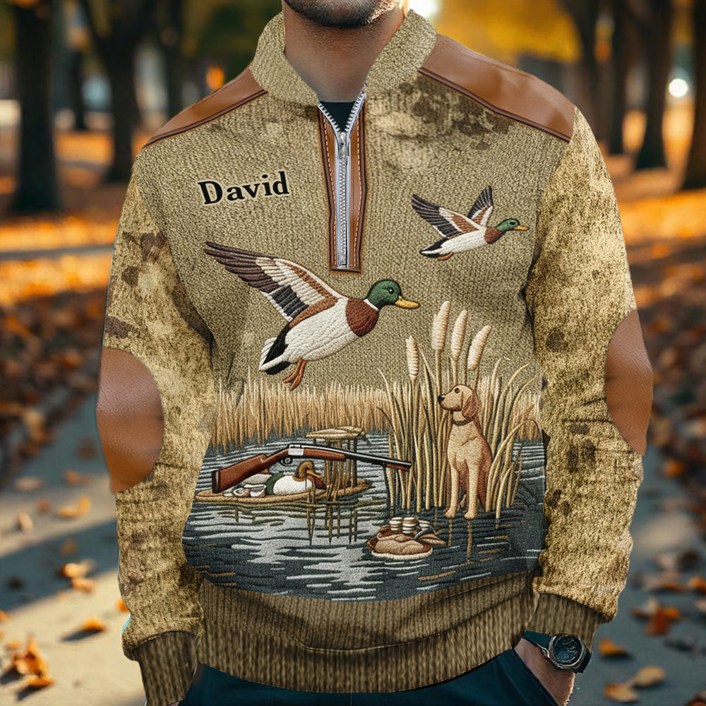 Duck Hunting Season - Personalized Hunting Men Zip-Up Sweatshirt
