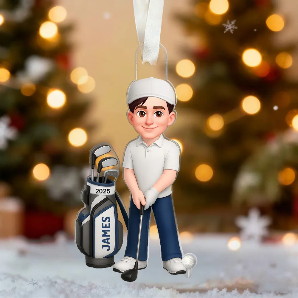 Personalized Acrylic Ornament Golf Couple Design for Golfers – Cute Custom Keepsake & Unique Holiday Gift