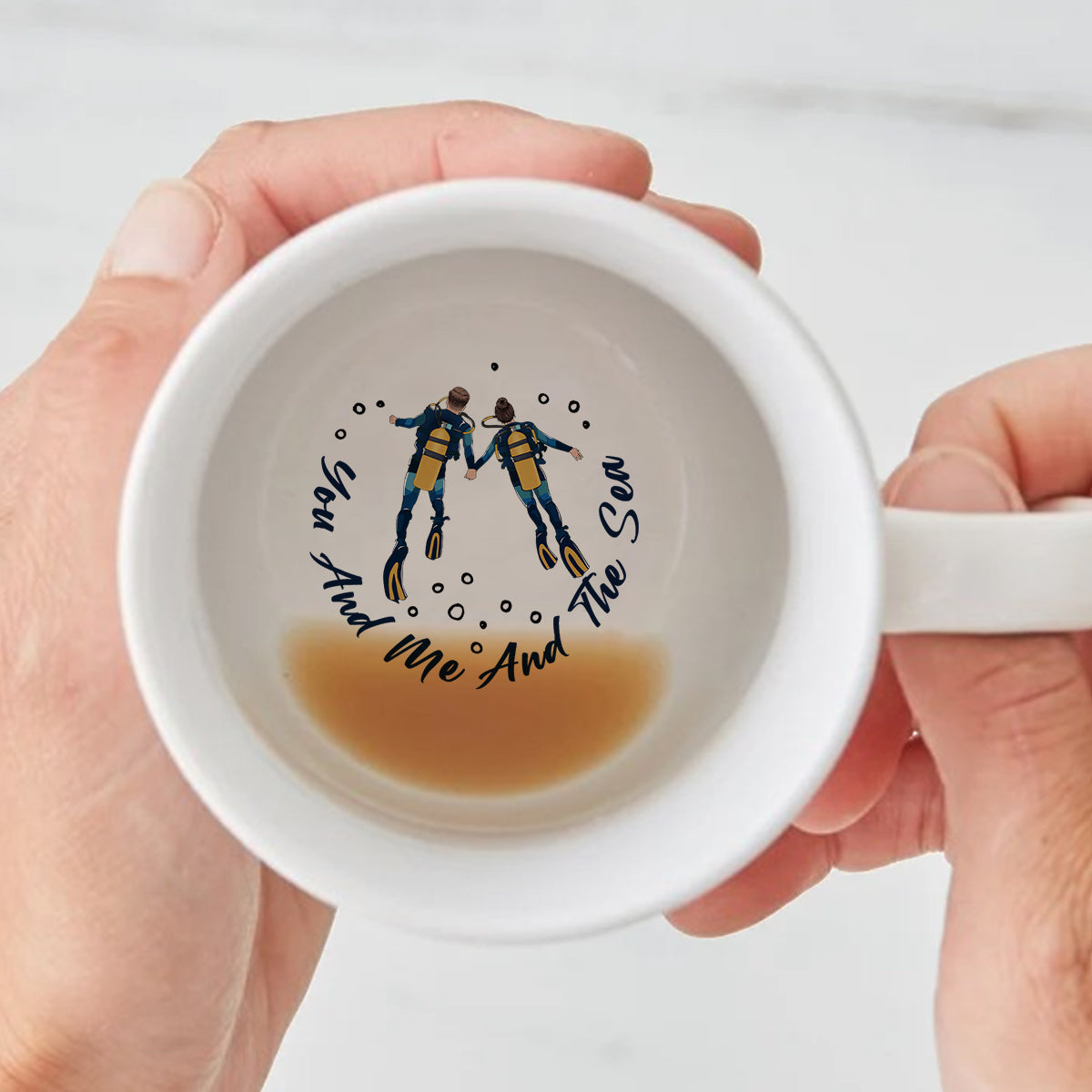 You And Me And The Sea - Personalized Scuba Diving Hidden Message Mug