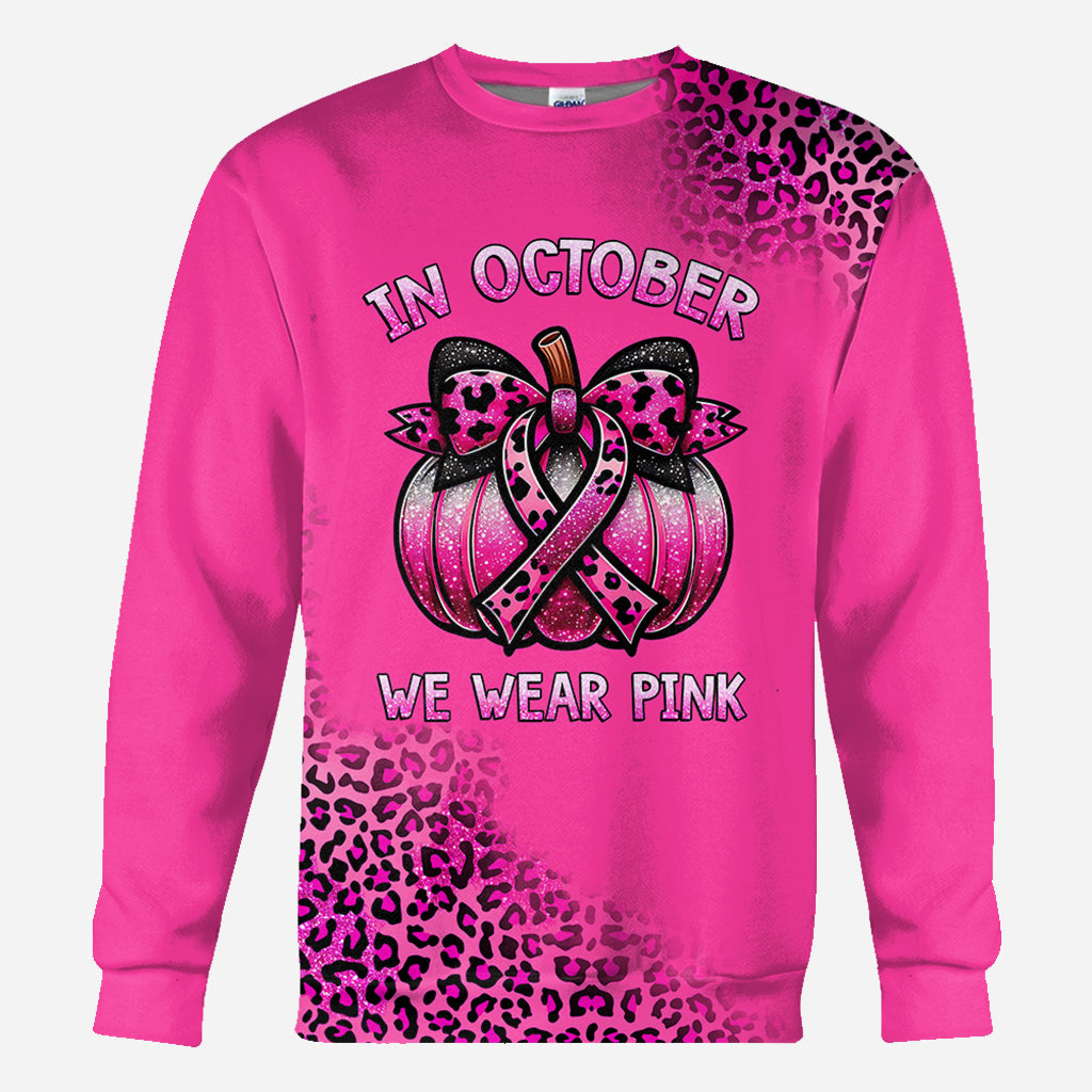 In October We Wear Pink - Breast Cancer Awareness All Over Shirt