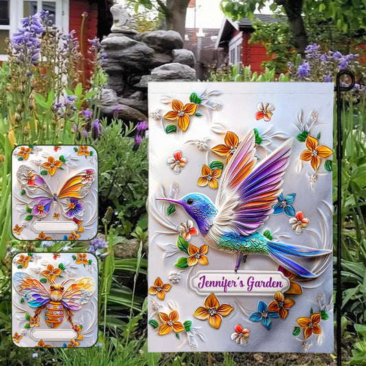 Stunning Butterfly Dragonfly Bee Hummingbird - Personalized Gardening Garden Flag